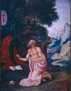 聖ジェローム、スペインのフィリップ2世王の修道院の複製、1569年（羊皮紙） 作： Julian and Leon, Andres de Fuente del Saz